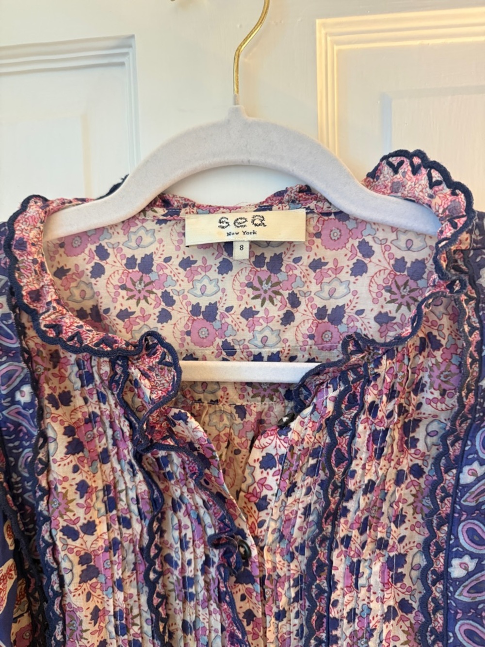 Sea New York Bianca Ruffle Mixed Paisley Ruffle Blouse | - Picture 4 of 10